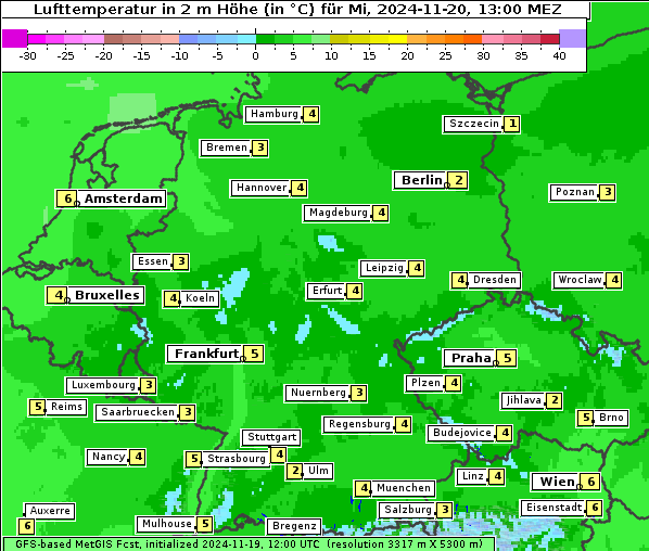 Temperatur, 20. 11. 2024