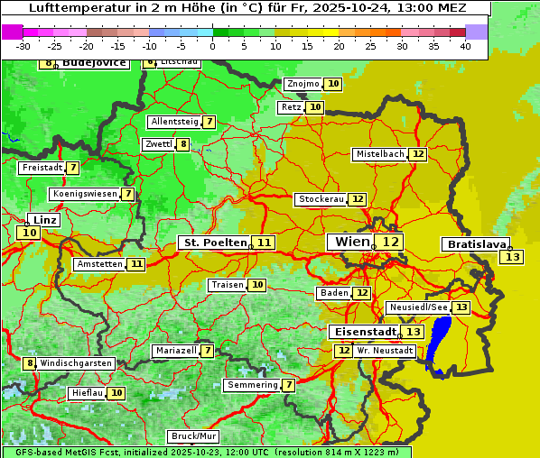 Temperatur, 24. 10. 2025