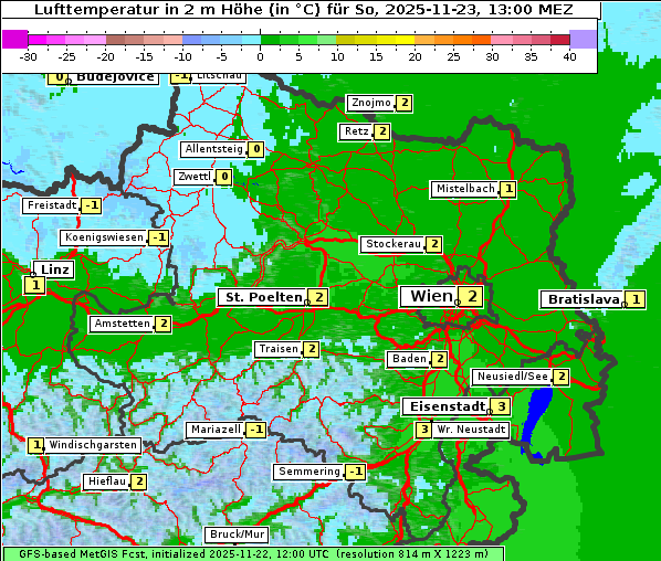 Temperatur, 23. 11. 2025