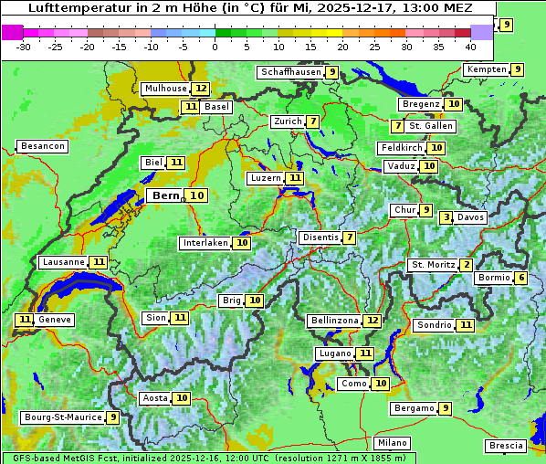 Temperatur, 17. 12. 2025