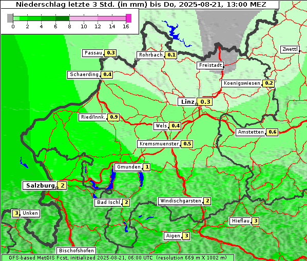 Niederschlag, 21. 8. 2025