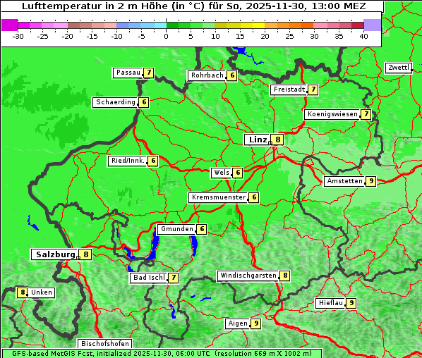 Temperatur, 30. 11. 2025