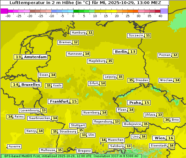 Temperatur, 29. 10. 2025