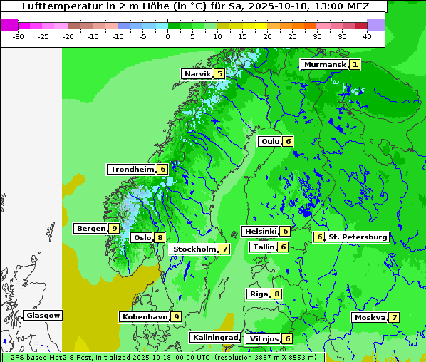 Temperatur, 18. 10. 2025