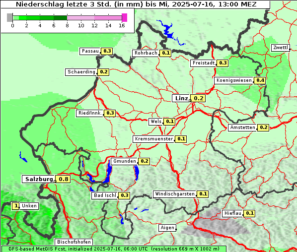 Niederschlag, 16. 7. 2025