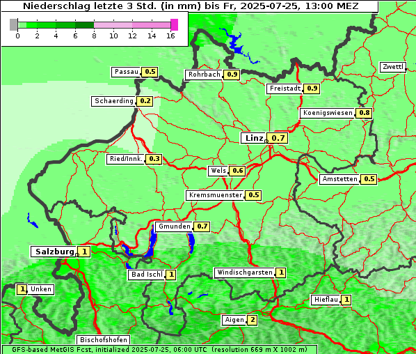 Niederschlag, 25. 7. 2025