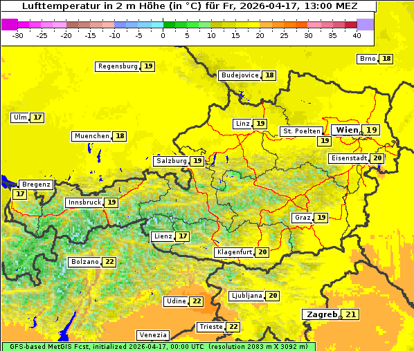 Temperatur, 17. 4. 2026