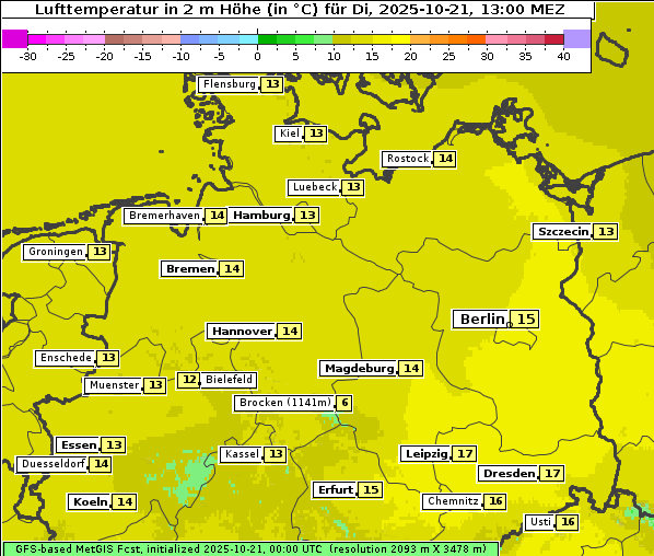 Temperatur, 21. 10. 2025