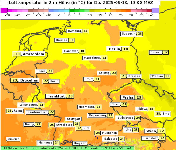 Temperatur, 18. 9. 2025