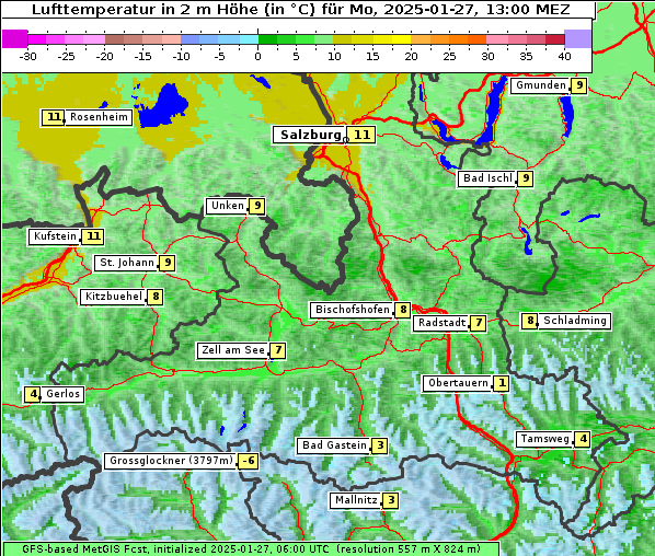 Temperatur, 27. 1. 2025