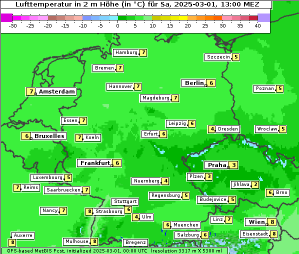 Temperatur, 1. 3. 2025