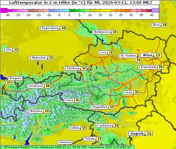Temperatur, 11. 3. 2026