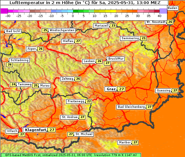 Temperatur, 31. 5. 2025