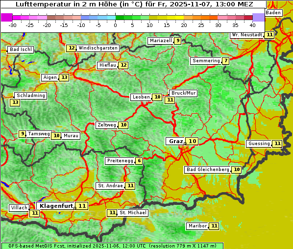 Temperatur, 7. 11. 2025
