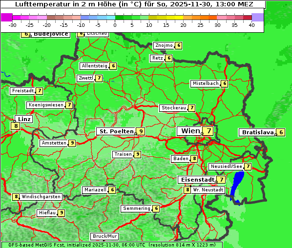 Temperatur, 30. 11. 2025