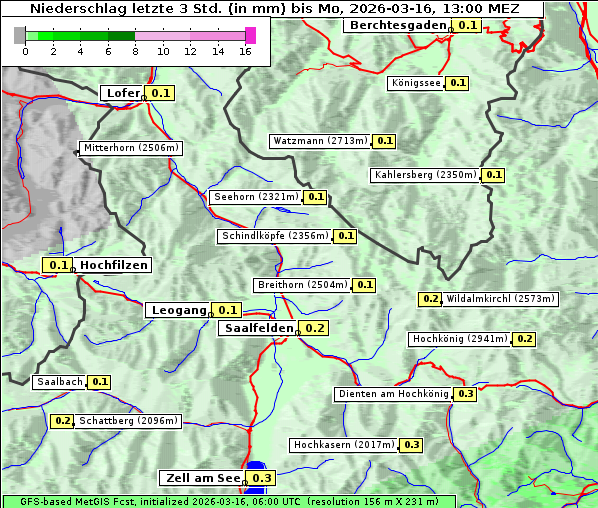 Niederschlag, 16. 3. 2026