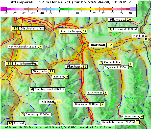 Temperatur, 9. 4. 2026