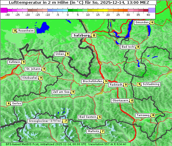 Temperatur, 14. 12. 2025