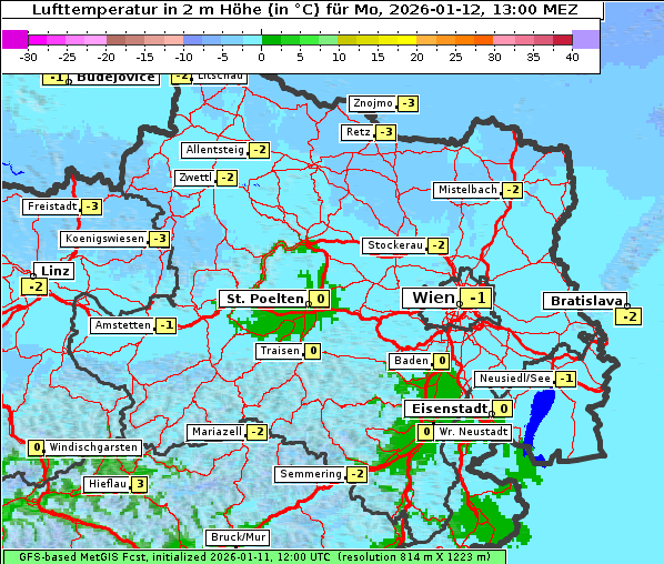 Temperatur, 12. 1. 2026