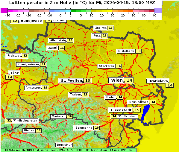 Temperatur, 15. 4. 2026