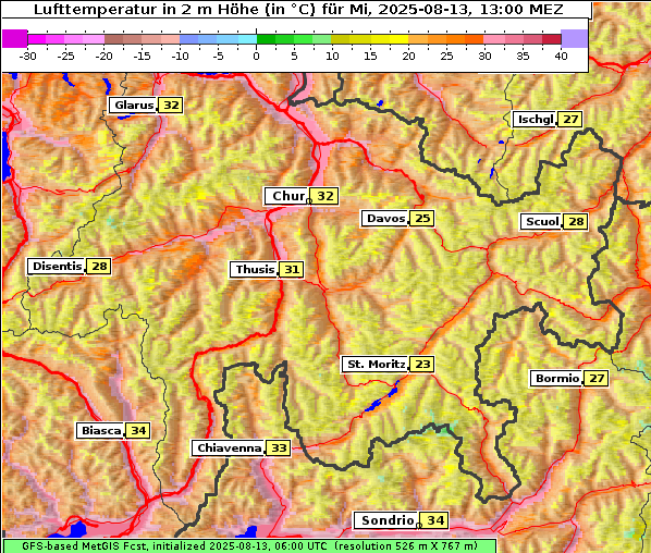Temperatur, 13. 8. 2025