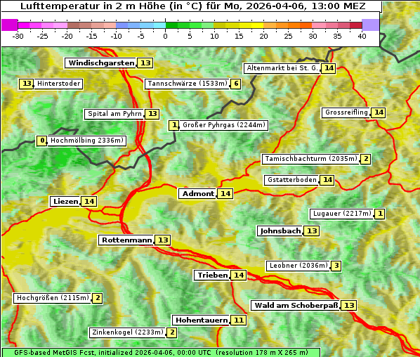 Temperatur, 6. 4. 2026
