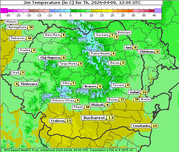 Temperatur, 9. 4. 2026