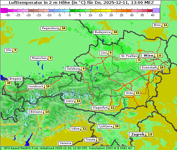 Temperatur, 11. 12. 2025