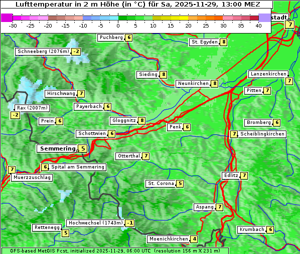 Temperatur, 29. 11. 2025