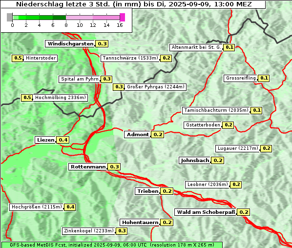Niederschlag, 9. 9. 2025