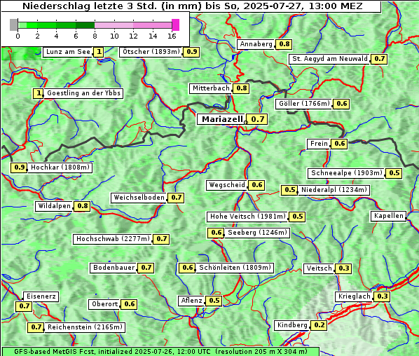Niederschlag, 27. 7. 2025