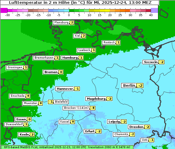 Temperatur, 24. 12. 2025