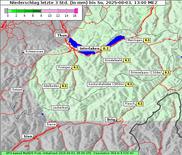 Niederschlag, 3. 8. 2025
