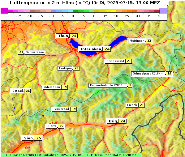Temperatur, 15. 7. 2025