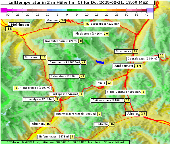 Temperatur, 21. 8. 2025