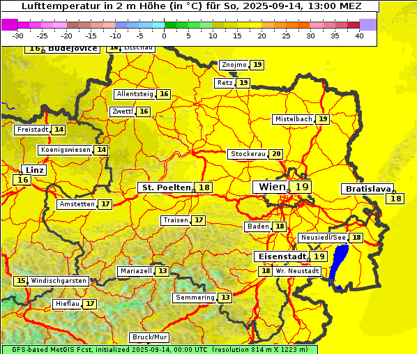 Temperatur, 14. 9. 2025