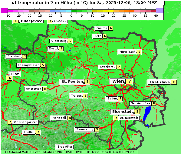 Temperatur, 6. 12. 2025