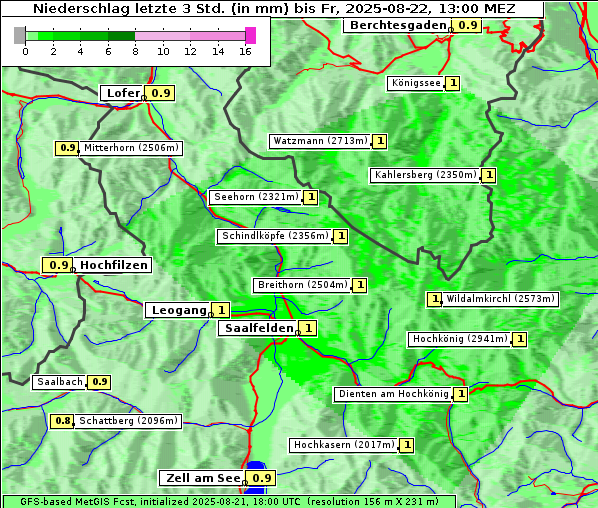 Niederschlag, 22. 8. 2025