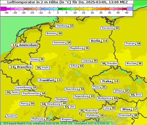 Temperatur, 6. 3. 2025