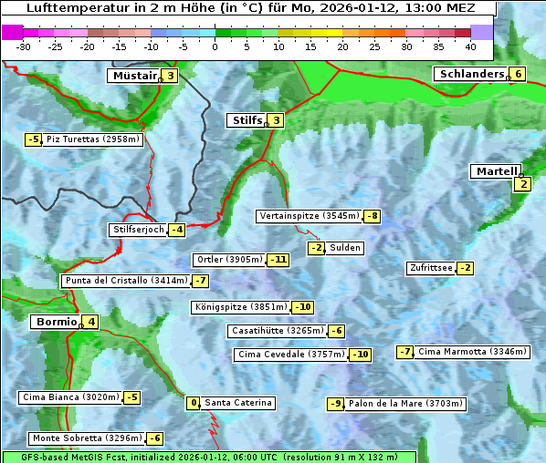 Temperatur, 12. 1. 2026