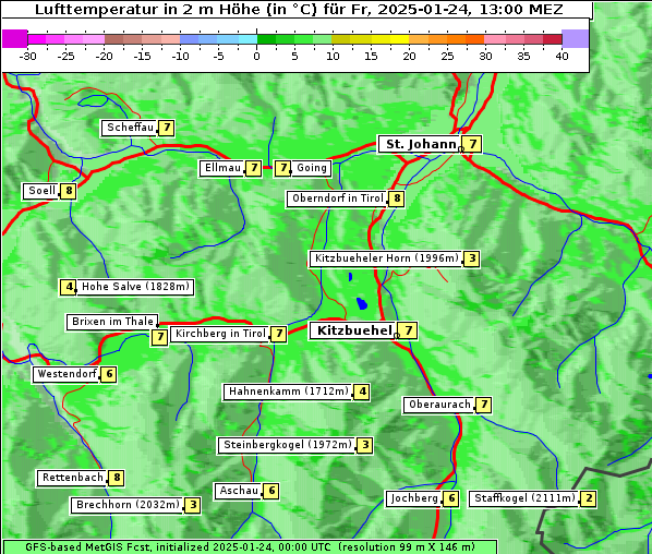 Temperatur, 24. 1. 2025