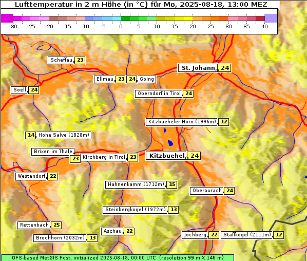 Temperatur, 18. 8. 2025