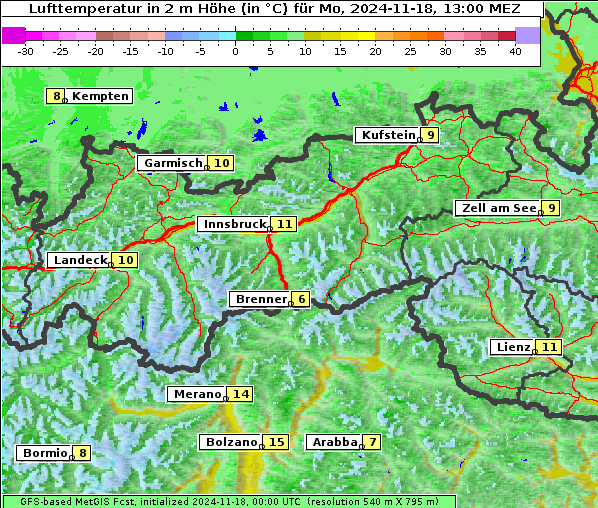 Temperatur, 18. 11. 2024