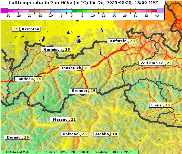 Temperatur, 28. 8. 2025
