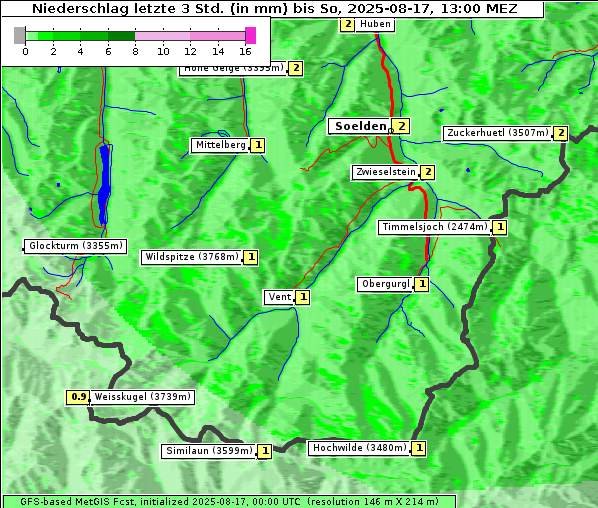 Niederschlag, 17. 8. 2025