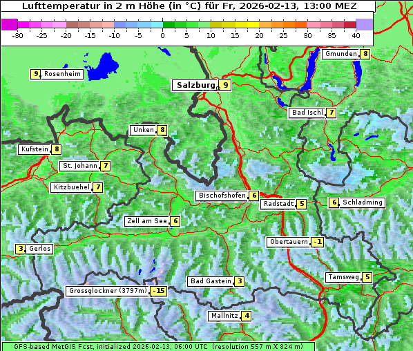 Temperatur, 13. 2. 2026