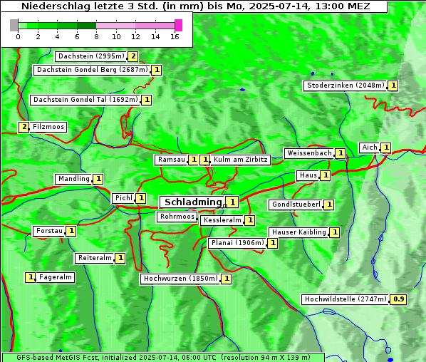 Niederschlag, 14. 7. 2025