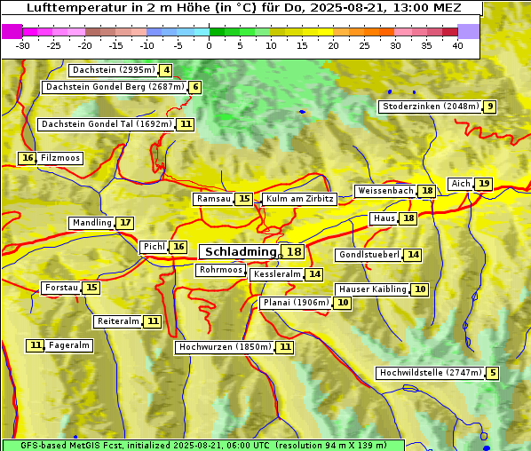 Temperatur, 21. 8. 2025