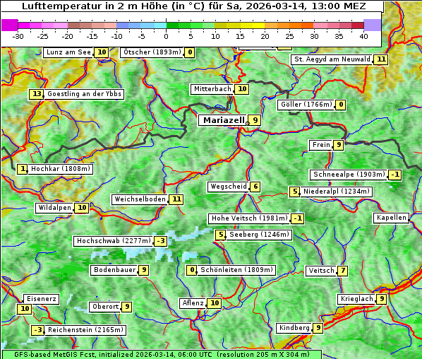 Temperatur, 14. 3. 2026