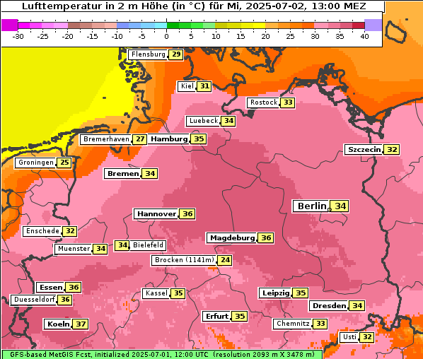 Temperatur, 2. 7. 2025